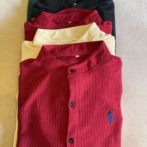 Polo by Ralph Lauren Red Ribbed Button Down Shirt Set